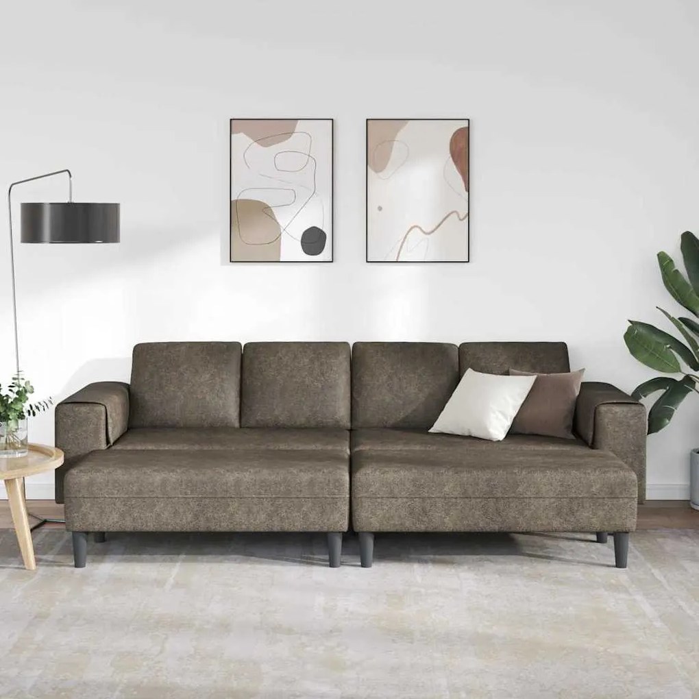 Kanapé Szett 3 pcs Sötétszürke Műbőr velúr