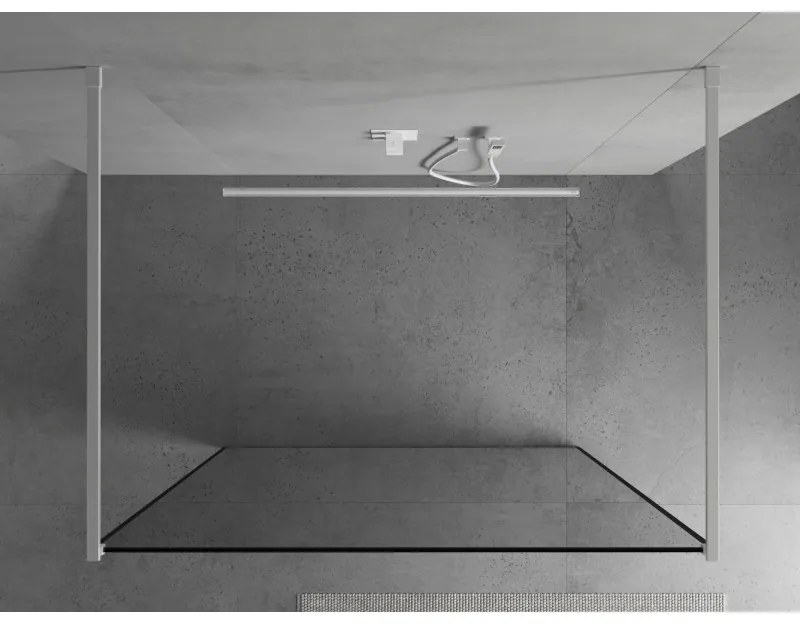 Mexen, Mexen Kioto zuhanykabin fala 160 x 200 cm, átlátszó/fekete minta 8 mm, fehér - 800-160-002-20-70