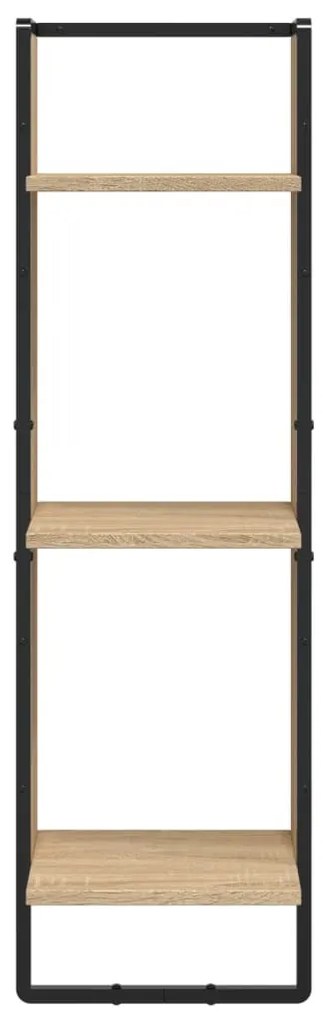 3 szintes sonoma tölgy színű szerelt fa fali polc 30x25x100 cm