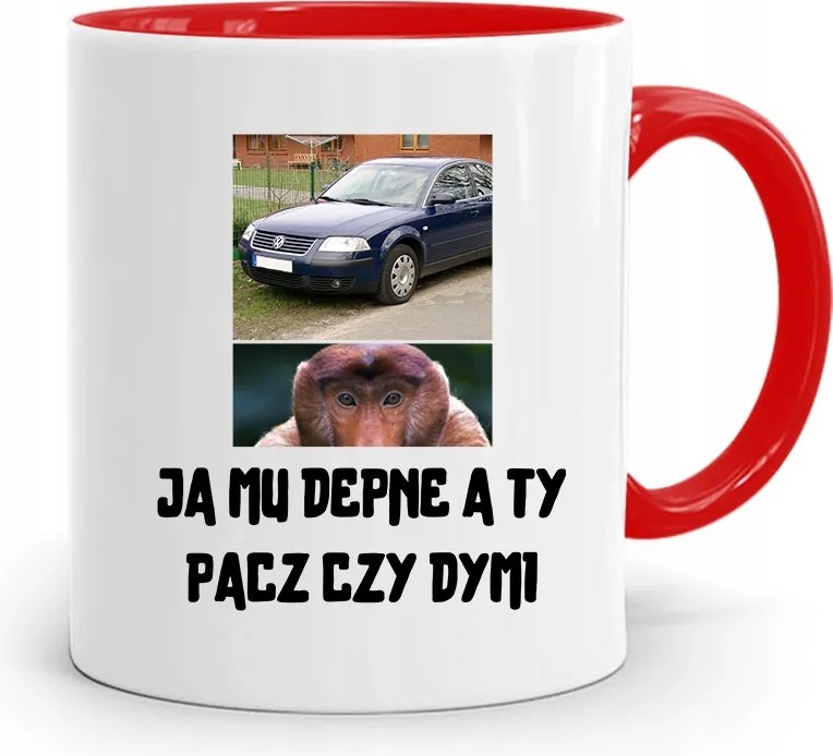 Piros Bögre Janusz Én Mu Tapadok És Te nyomott mintával