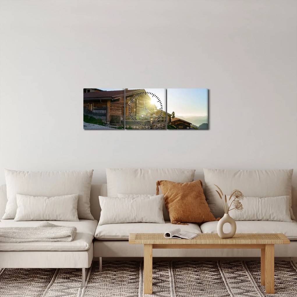 Kép - reggel az Alpokban, Tirol (órával) (90x30 cm)