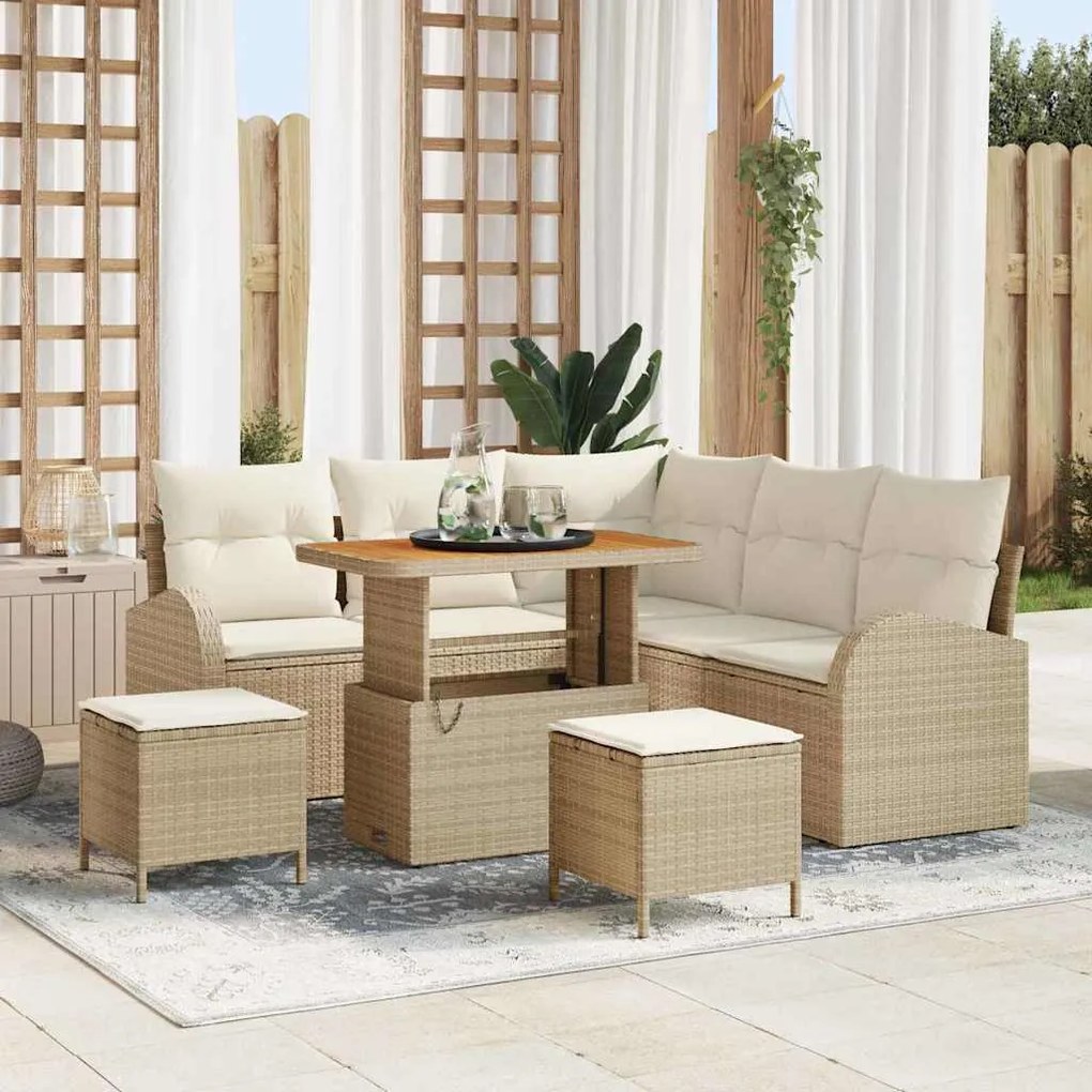 Kerti Kanapé Szett párnával 8 pcs Beige, Krém 90 x 55 x 71 cm