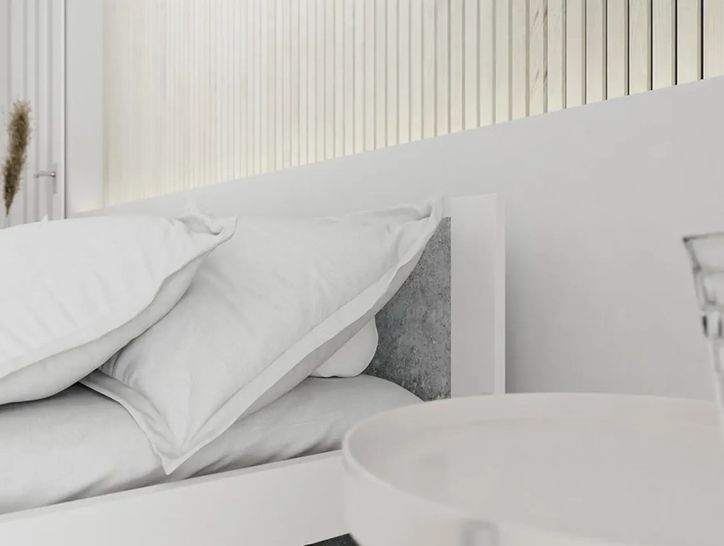 IKAROS ágy 180 x 200 cm, beton/fehér Ágyrács: Léces ágyrács, Matrac: Coco Maxi 20 cm matrac