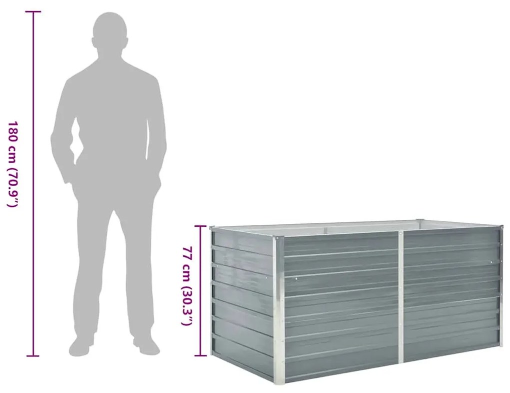 Kerti magaságyás horganyzott acélból 160x80x77cm szürke