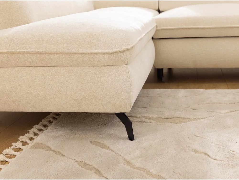 Krémszínű zsenília sarokkanapé (bal oldali-L alakú) Marbeya – Ropez