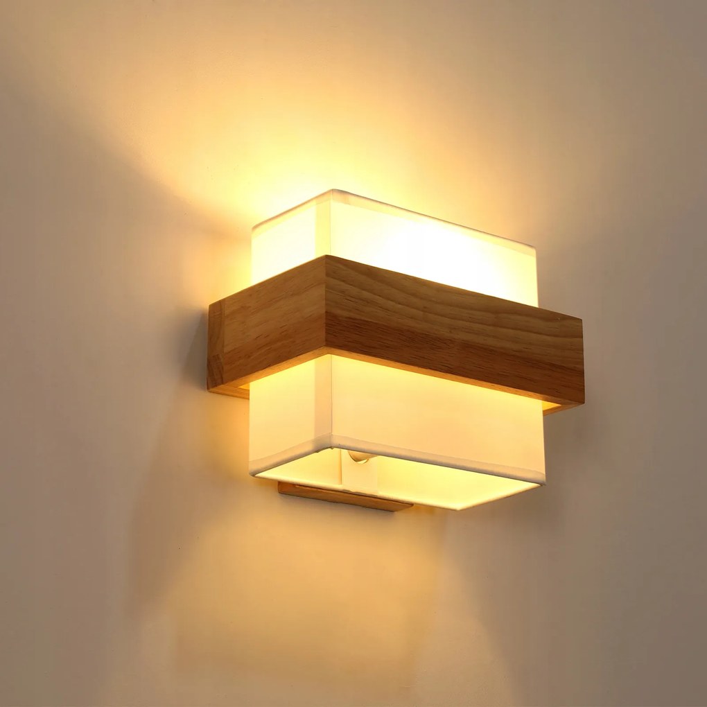 Kinkiet E27 Scienna Lámpa, Fa Négyzet, Loft Stílus, Modern, Hálószobába, Nappaliba