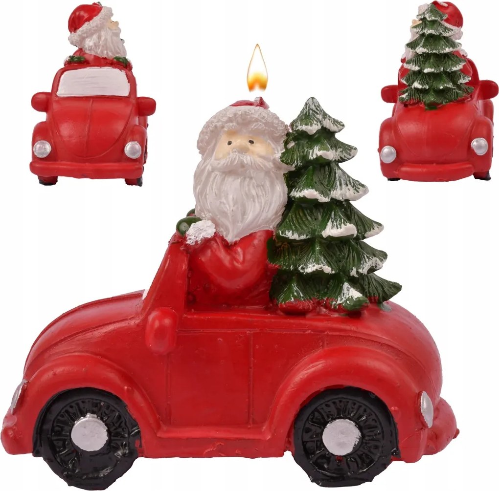 Karácsonyi gyertya Mikulás az autóban