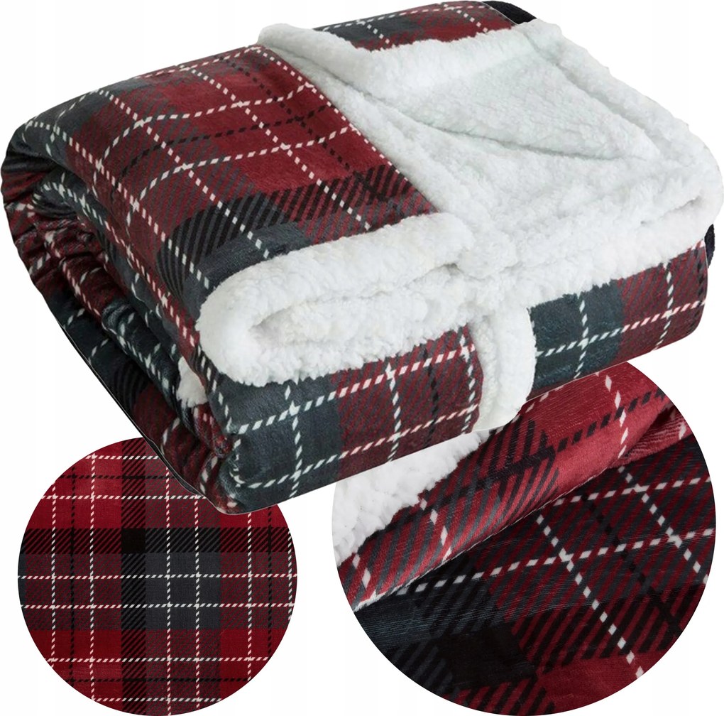 Karácsonyi mikulás takaró karácsonyi ajándék 150x200cm bárány kockás