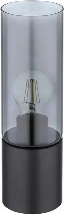 Globo 21000TB Asztali lámpa, matt fekete fém, füstszínű üveg búra, fekete textil kábel, billenő kapcsoló a kábelen, ø: 90mm, M: 300mm, Kábel hosszúság 1500mm, exkl. 1x E27 25W 230V