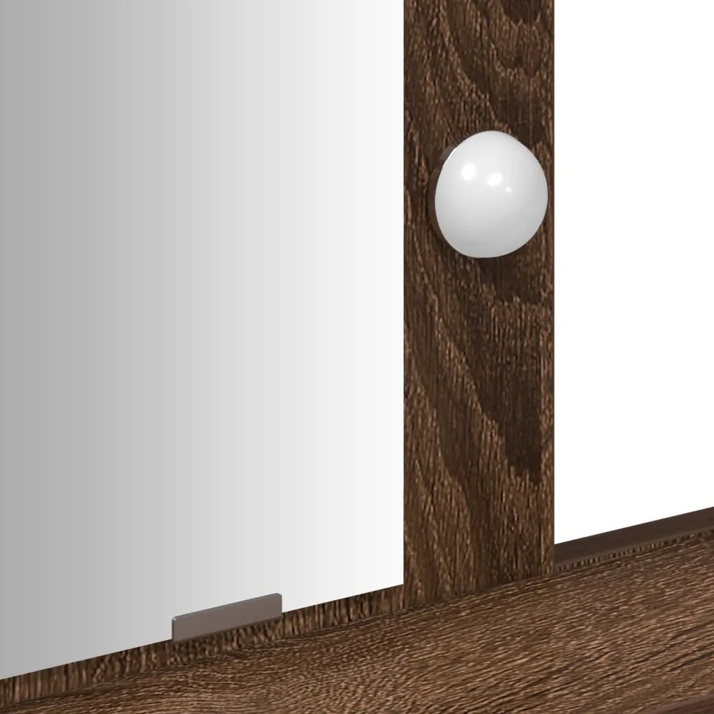 vidaXL Öltözködőasztal fiókkal tükörrel Barna 79 x 41 x 140 cm Faanyag