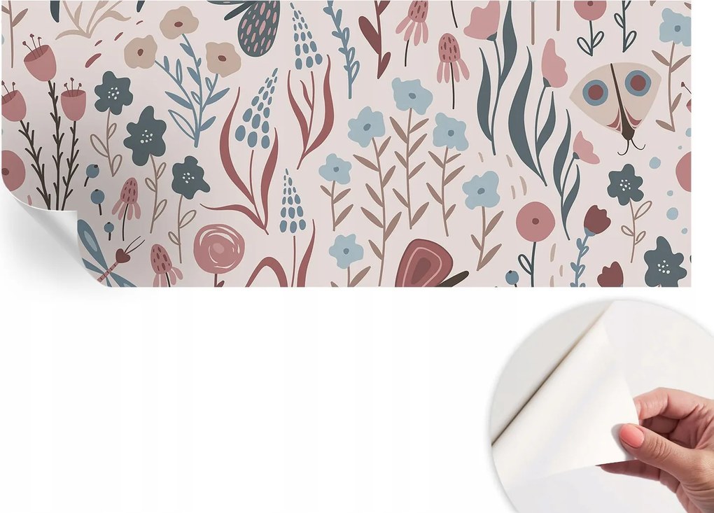 Dekoratív öntapadós fotótapéta Hálószobába Virágok rovarok 250x104 cm