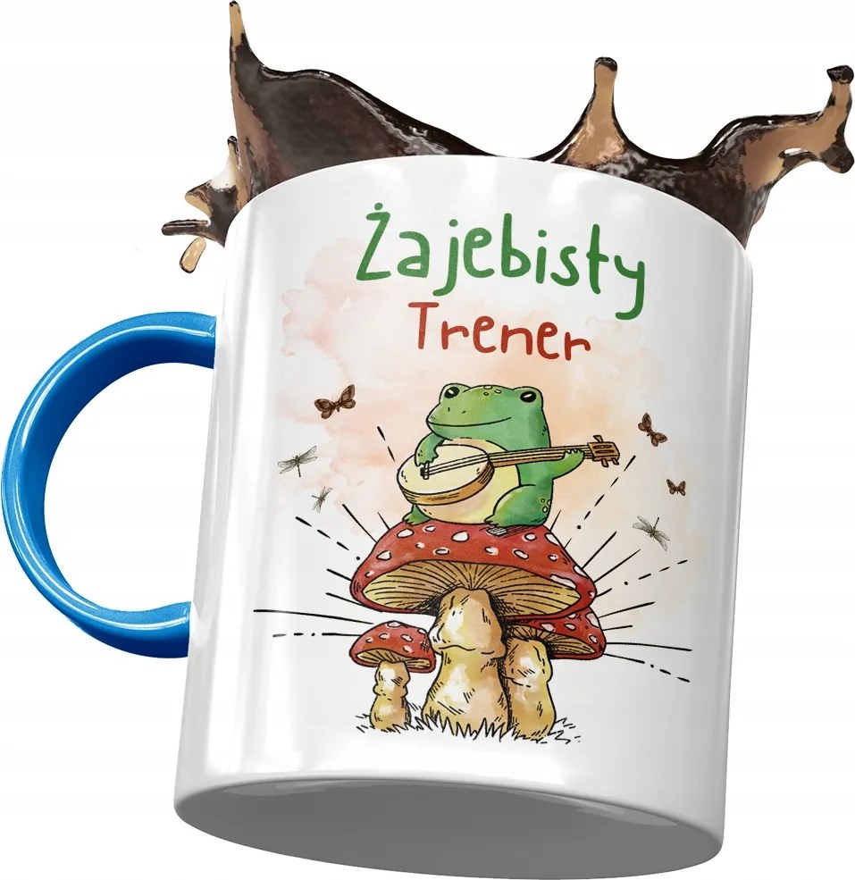 Kék Bögre Edzőnek Békás Edző Nyomtatott Fotóval