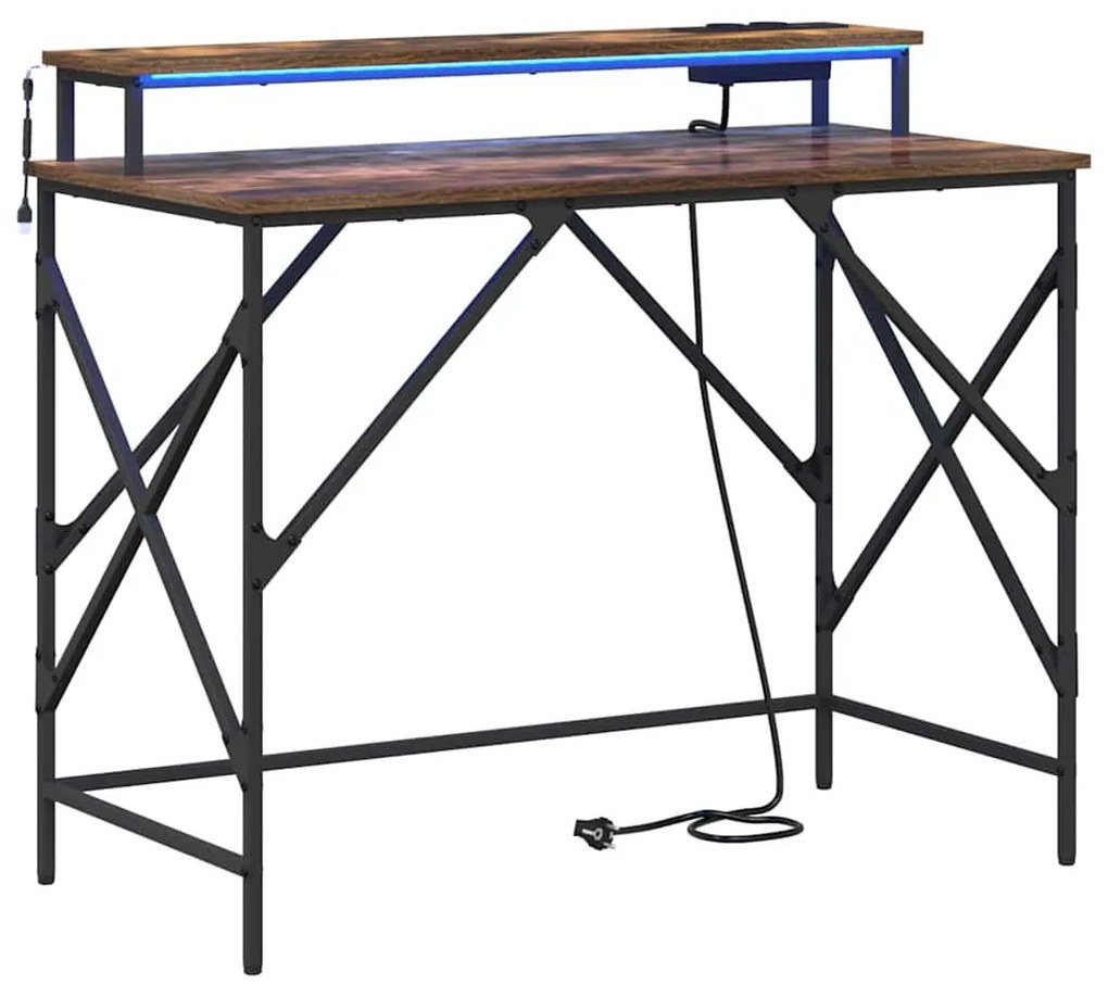 Asztal tárolóval Füstölt tölgy 100 x 50 x 86.5 cm Faanyag