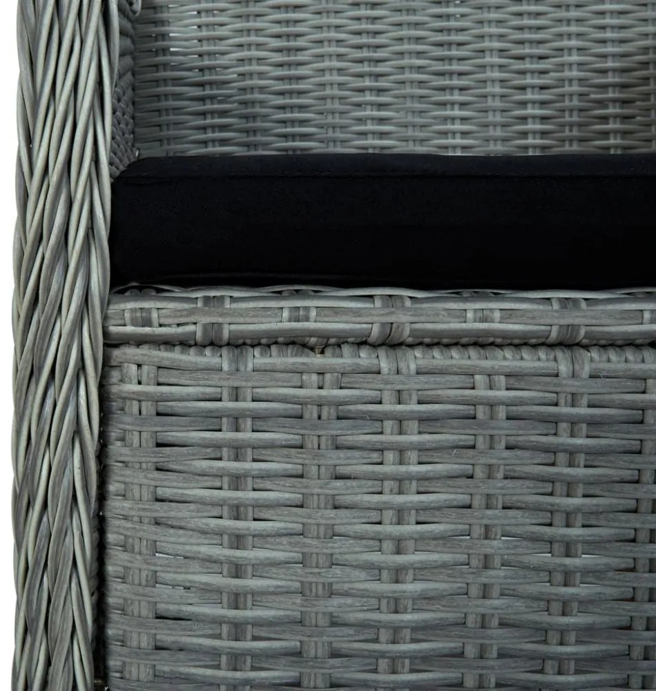 2 db világosszürke polyrattan kerti szék párnával