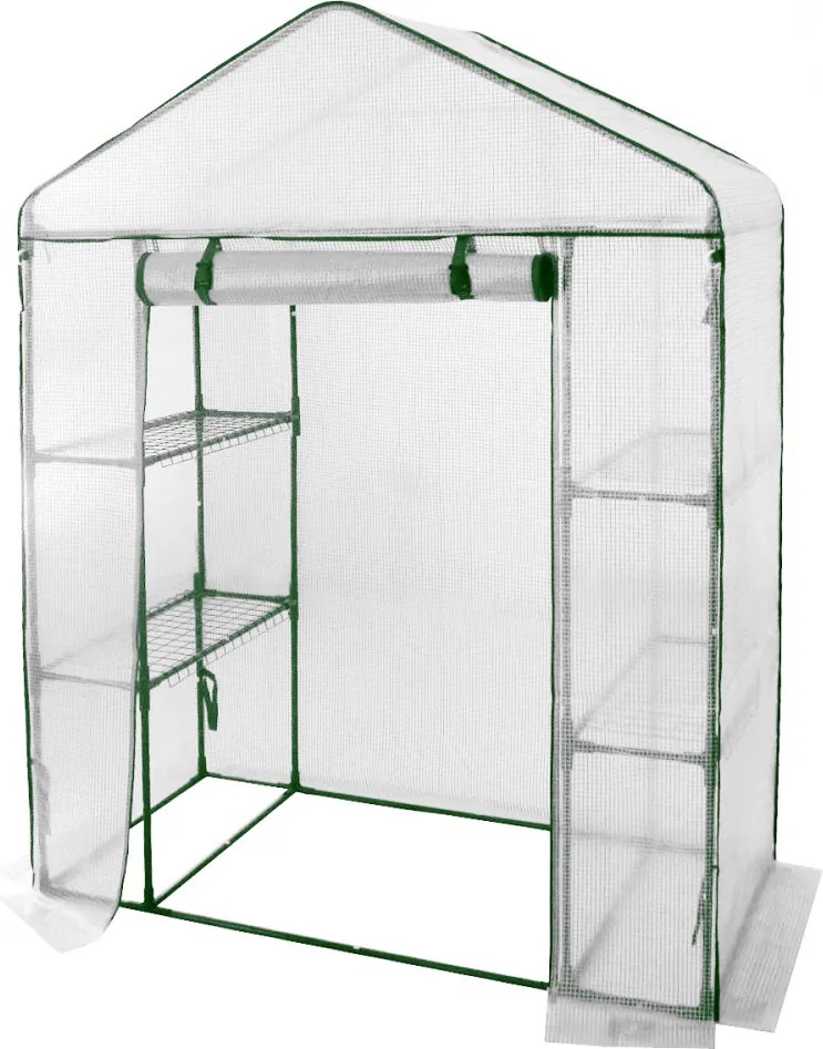 Kerti fóliasátor polcokkal, 140×140×200 cm