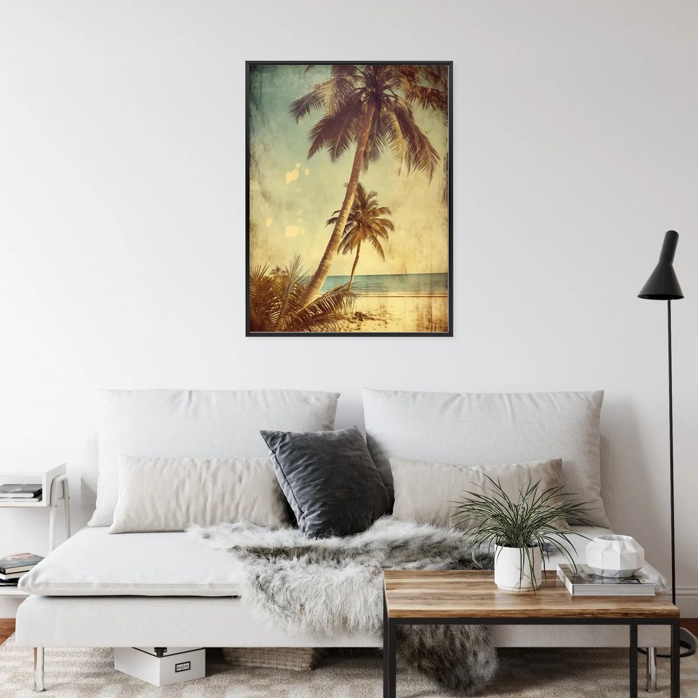 Pálmafa a szigeten poszter - 40x60 cm, Fekete paszpartuval