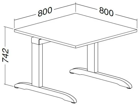 ProOffice C asztal 80 x 80 cm, vadkörte