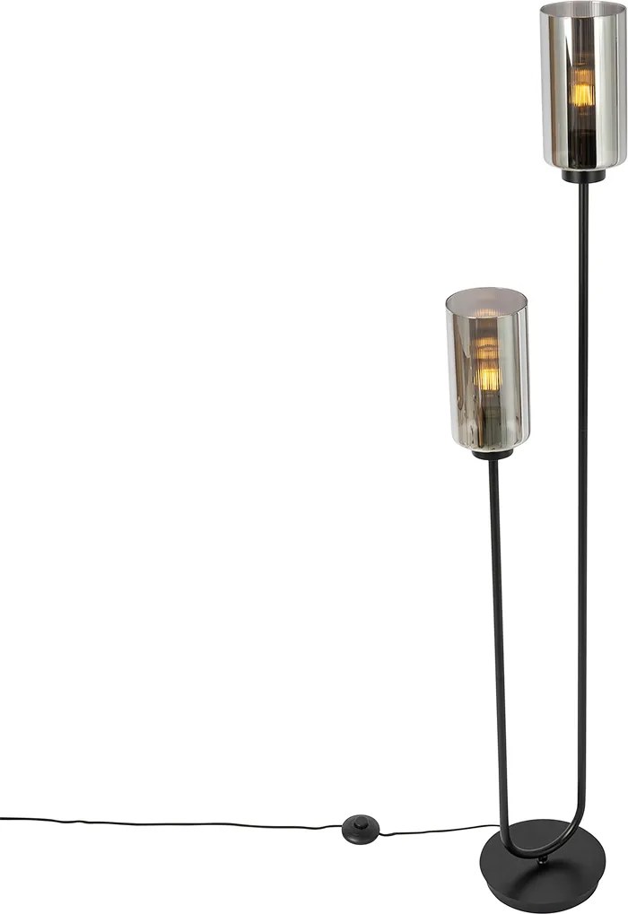 Okos állólámpa fekete füstüveggel, 2 izzós, 2 Wifi ST64-es - Laura