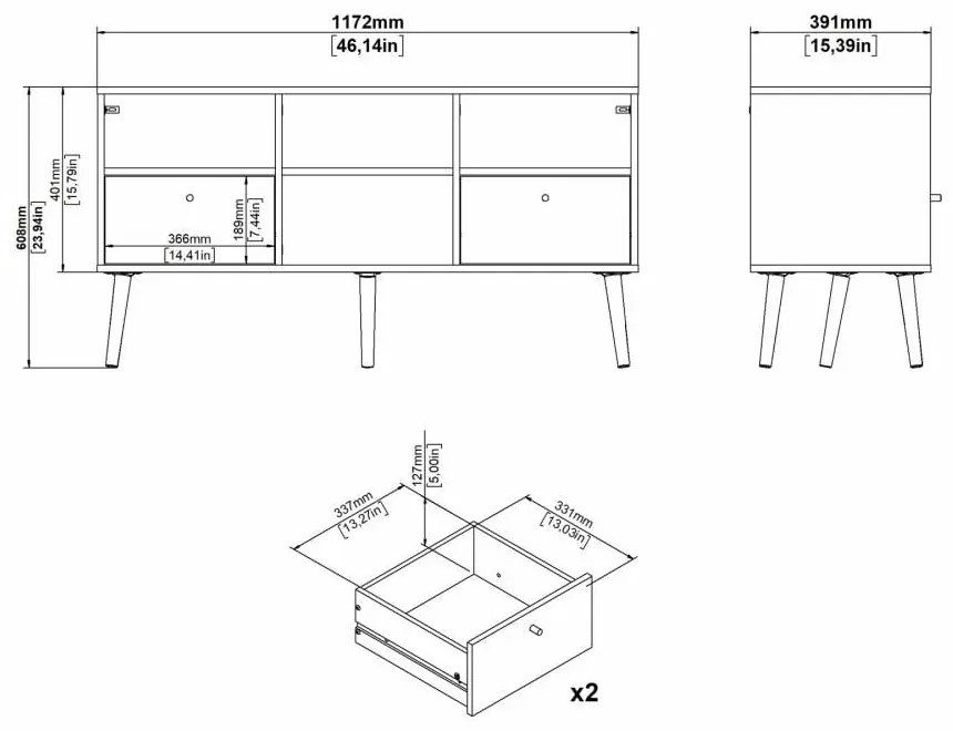 Fehér TV-állvány 117x61 cm Bodo – Tvilum