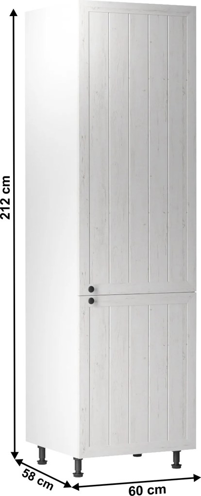 alsószekrény a beépíthető hűtő számára D60ZL, jobbos, fehér/sosna Andersen, PROVANCE