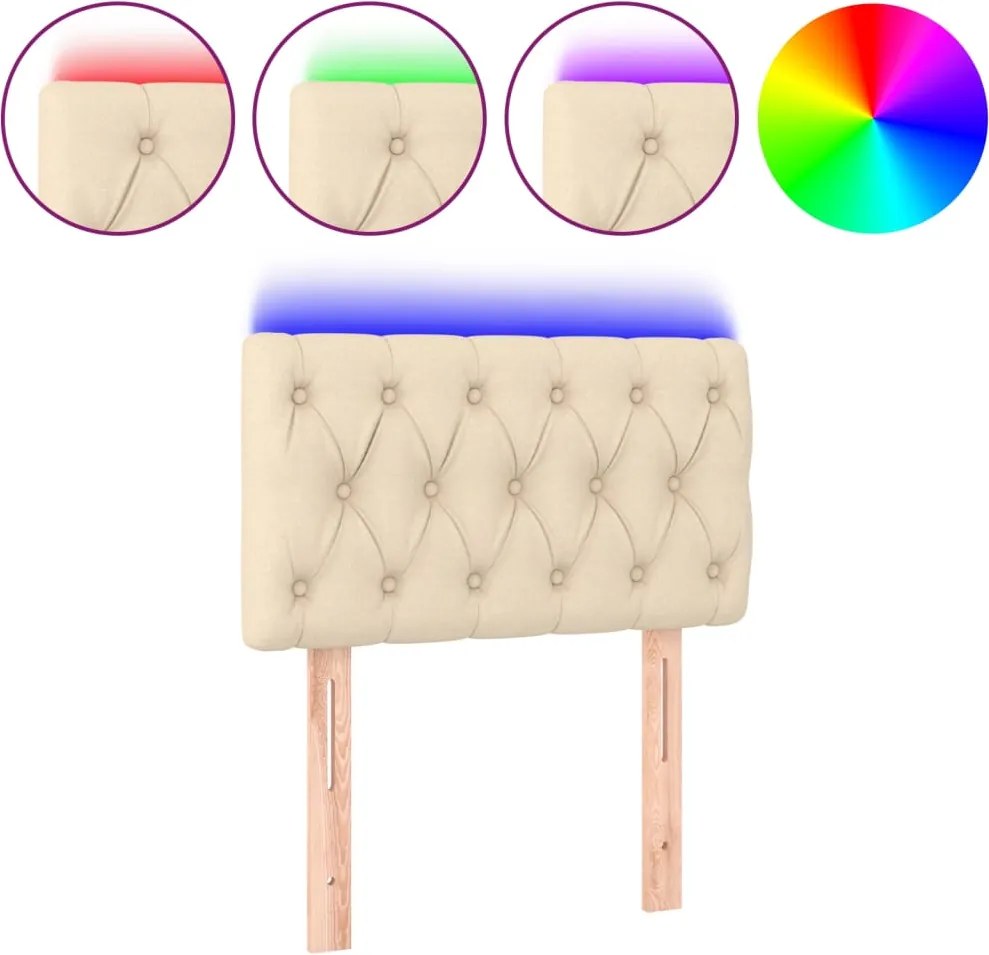 vidaXL krémszínű szövet LED-es fejtámla 80 x 7 x 78/88 cm