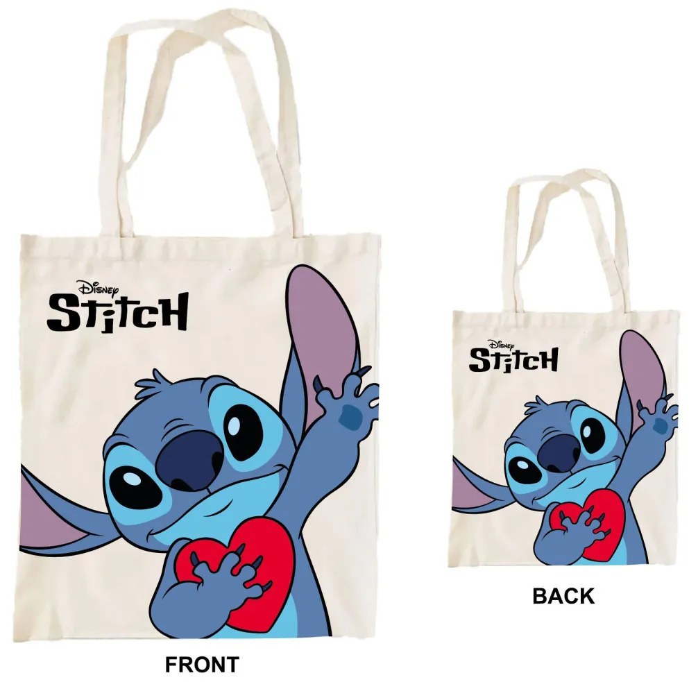 Disney Lilo és Stitch, A csillagkutya Heart vászontáska, bevásárlótáska 44 cm