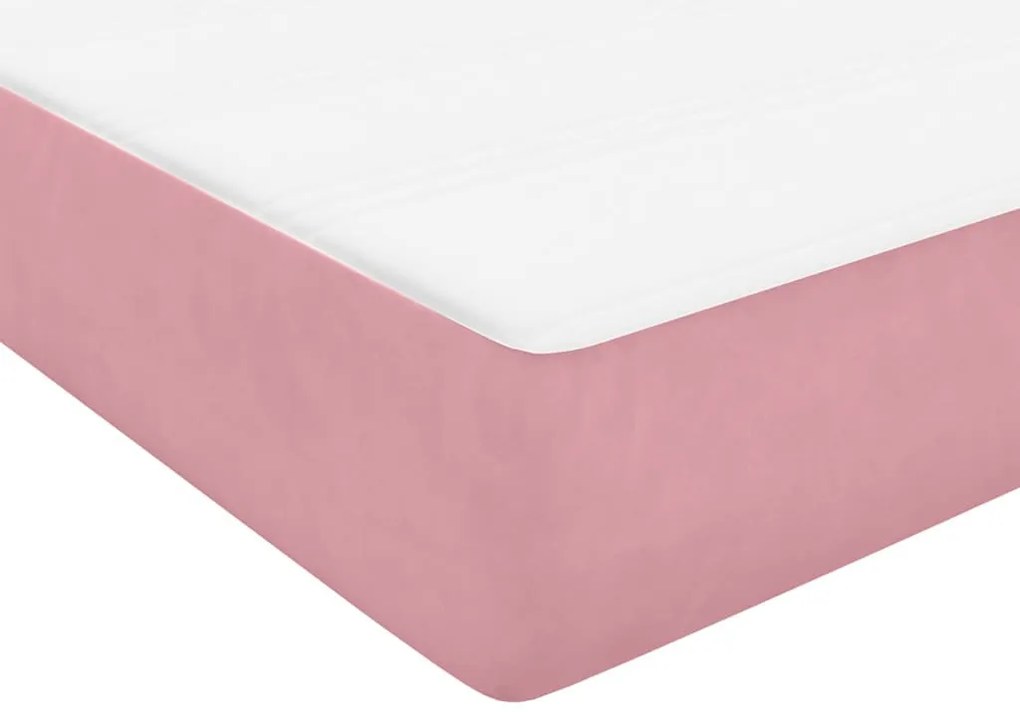 Box Spring ágy matraccal rózsaszín 100x220 cm bársony