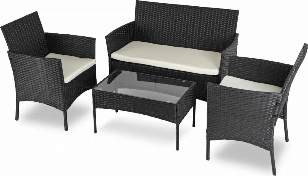 Zestaw Mebli Ogrodowych MISSISIPI Czarny/Beżowy