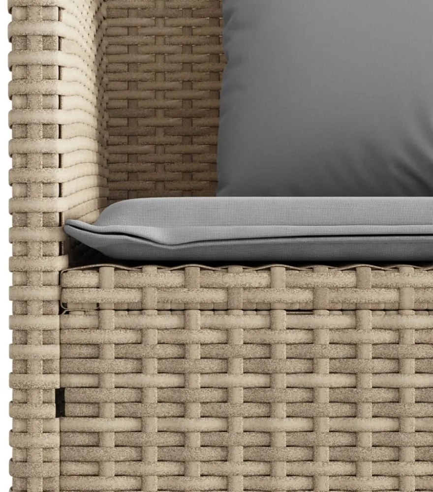 bézs polyrattan kerti pad párnákkal