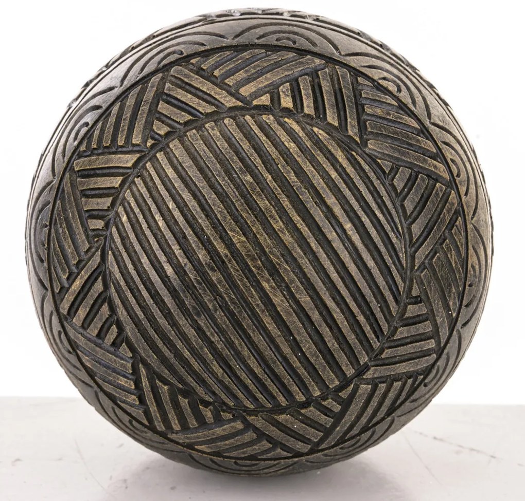 Avila design rejtélyes faragott gömb asztali dekorációs szobor barna műanyag 10x10x10cm