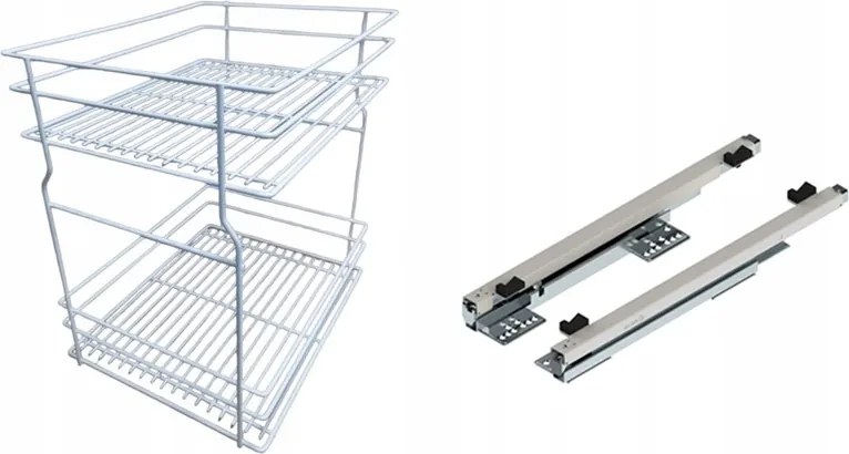 Cargo kosár alsó szekrényhez 40cm 400 Fehér 2p csendes ház Rejs csuklópánttal