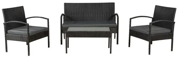 Juskys Trinidad polyrattan bútor szett - fekete