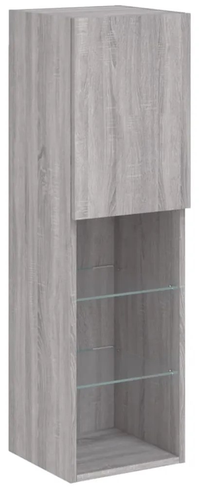 2 db szürke sonoma TV-szekrény LED-ekkel 30,5 x 30 x 102 cm