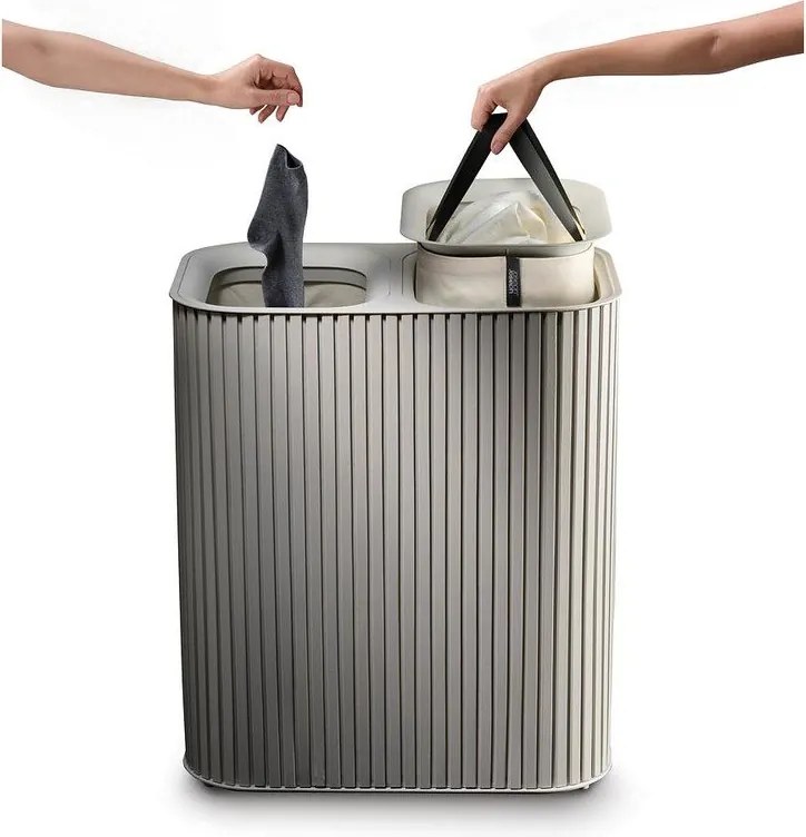 Bézs bambusz szennyeskosár 2x45 l Tota Luxe – Joseph Joseph