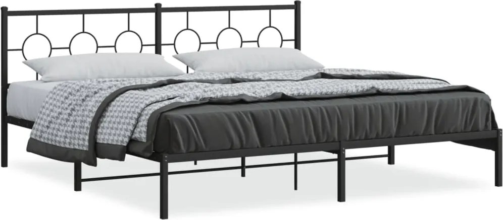 vidaXL fekete fém ágykeret fejtámlával 193 x 203 cm