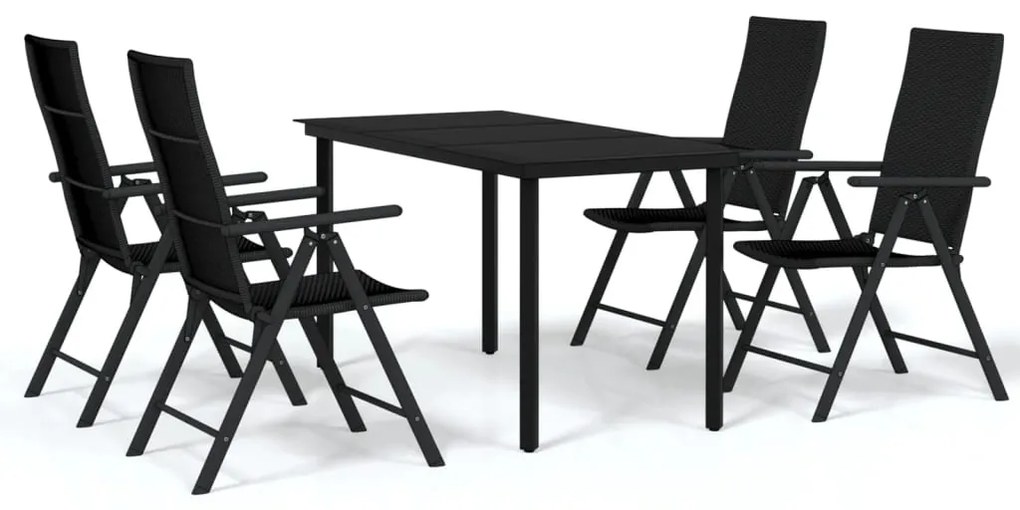 vidaXL 5 részes fekete kerti étkezőgarnitúra