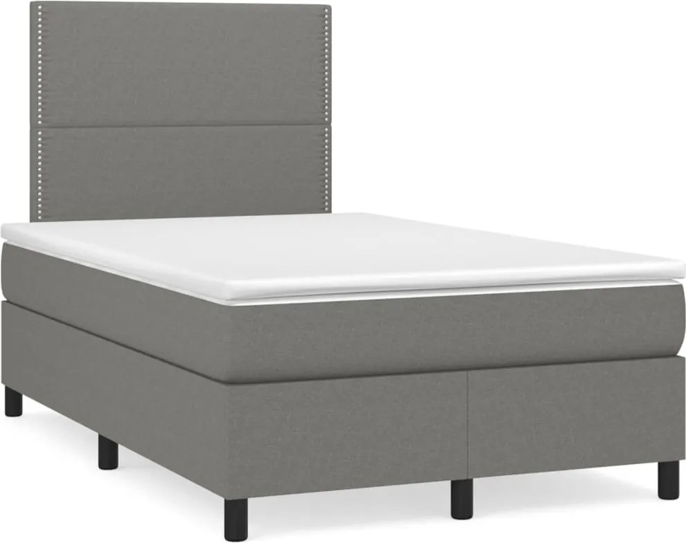 vidaXL sötétszürke szövet rugós ágy matraccal 120 x 200 cm
