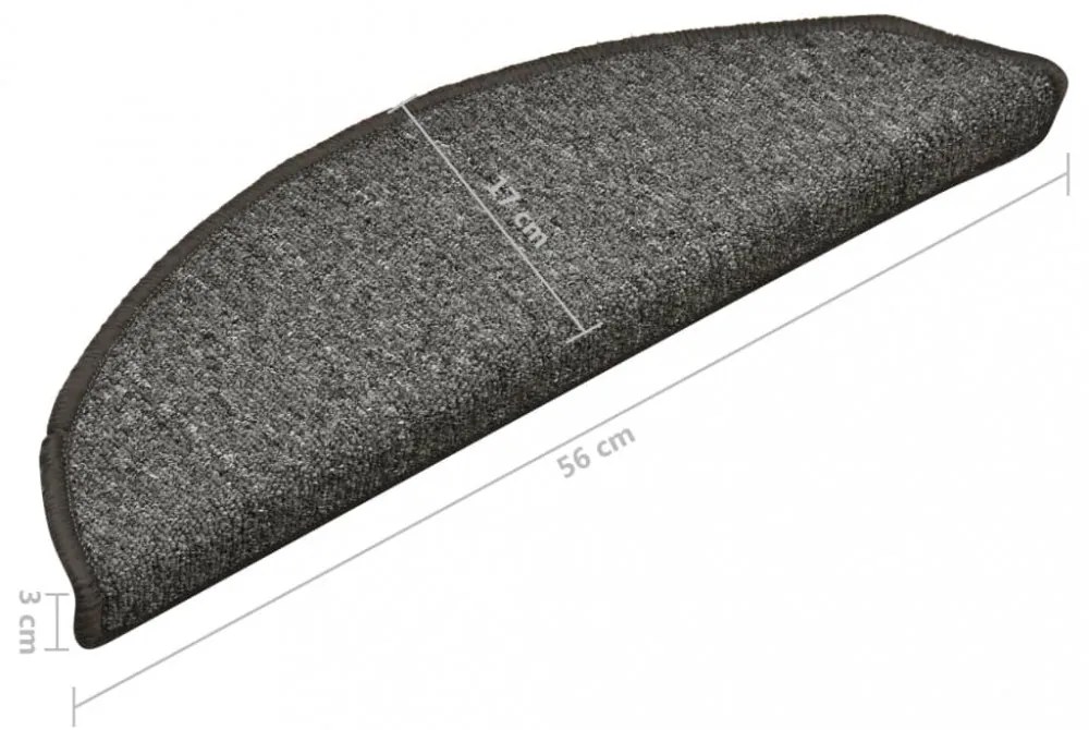 15 db sötétszürke lépcsőszőnyeg 56 x 17 x 3 cm