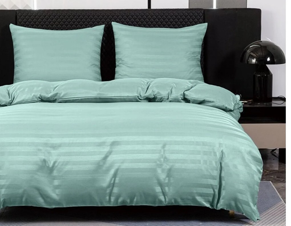 JASMINE mikroszálas szállodai ágyneműhuzat, mentol – 2 cm-es csíkos, szállodai zsebes Ágyneműhuzat mérete: 70 x 90 cm | 140 x 220 cm