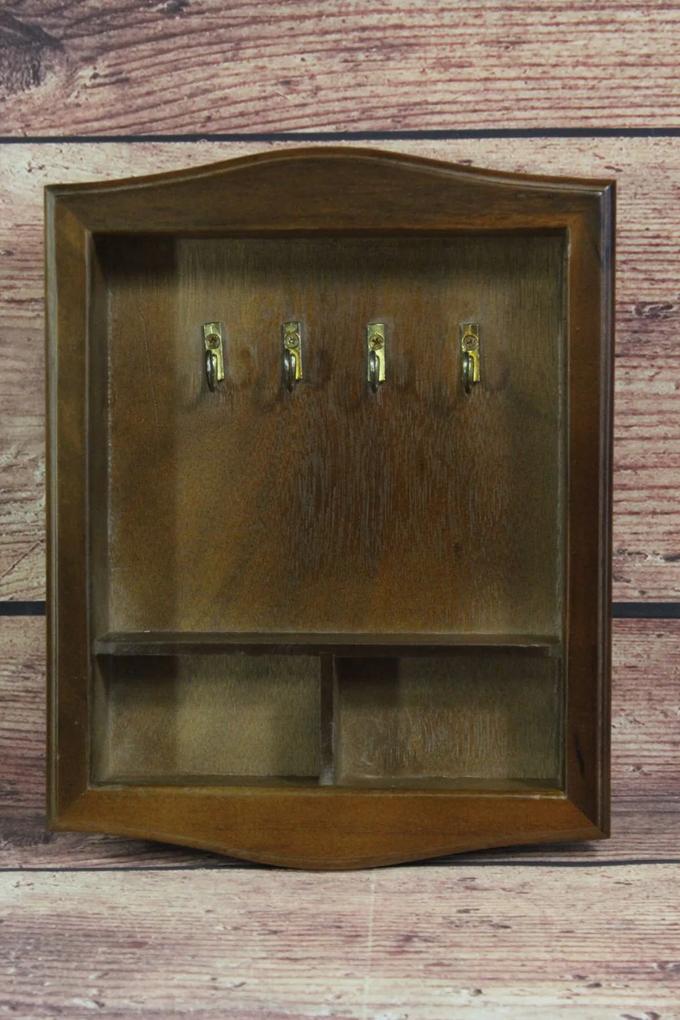 Fa szekrényke kulcsokra - barna (21x26, 5x5cm) - vidékies stílusú