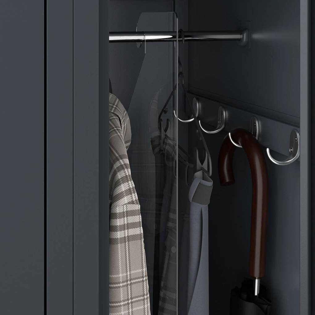 Fém kétrekeszes munkavállalói szekrény antracit: KACPER II, 600 x 1800 x 500 mm