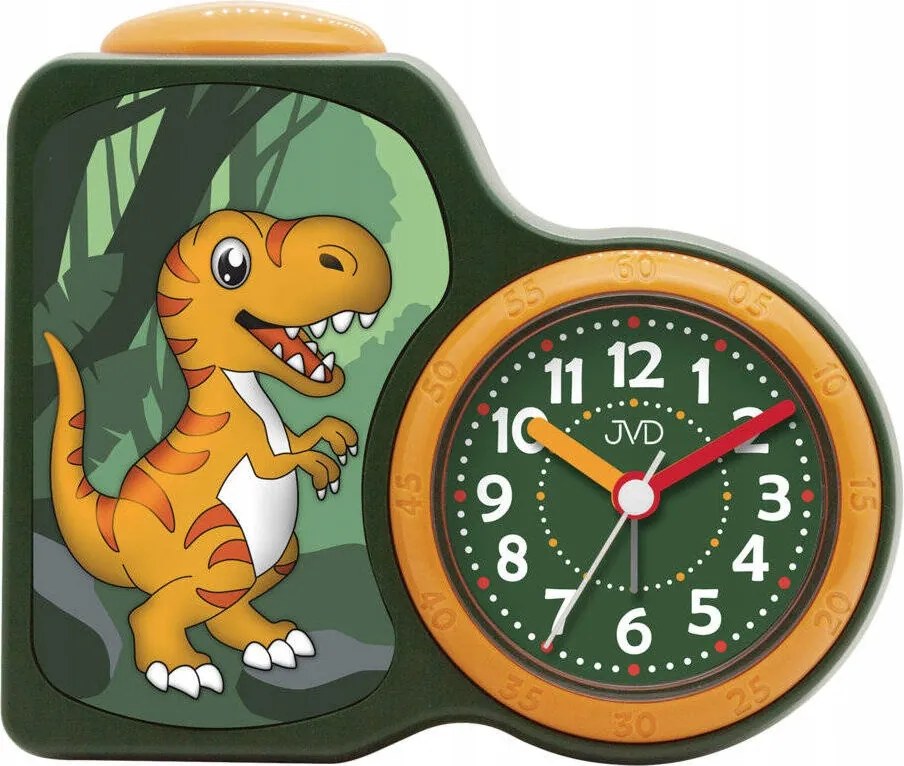 Zöld Jól Olvasható Dinoszaurusz Gyerek Ébresztőóra Jvd SRP163.1 Csendes Mechanizmus