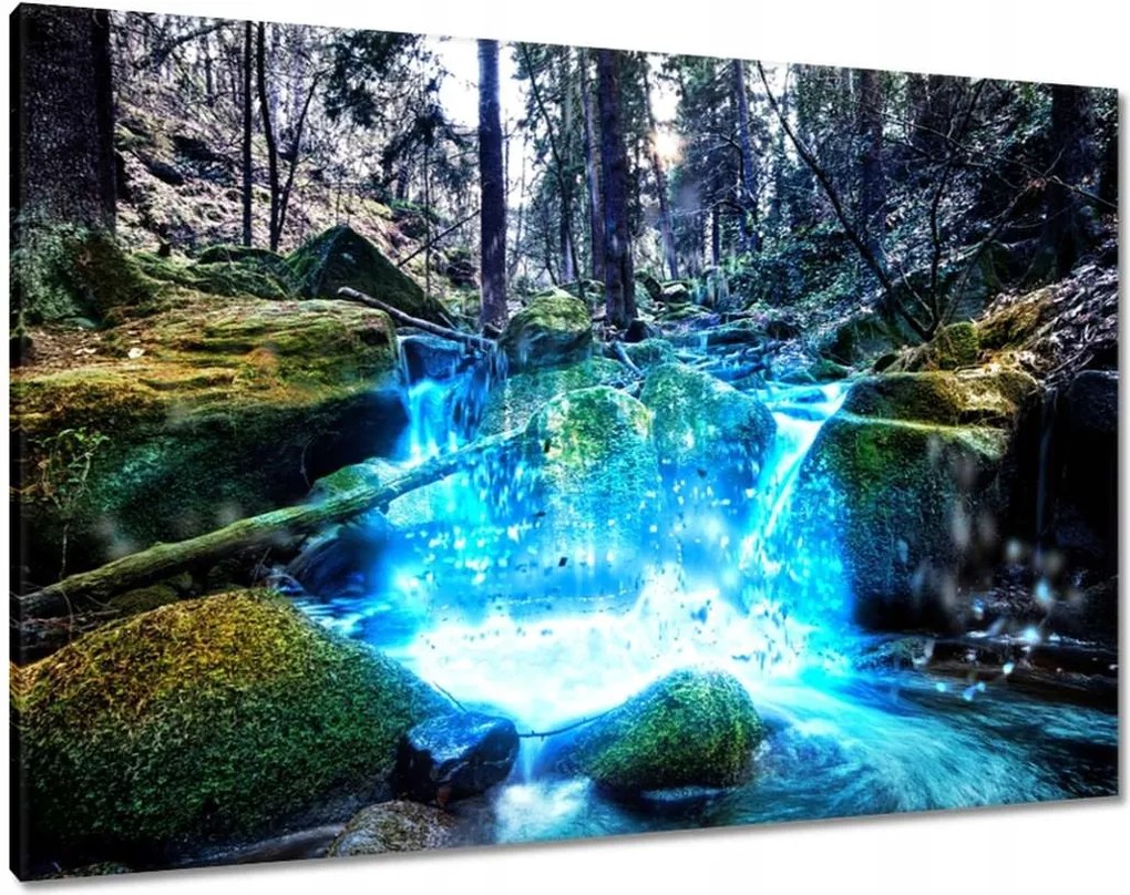 Vászonkép 100x70 Vízesés a folyón Hegyek