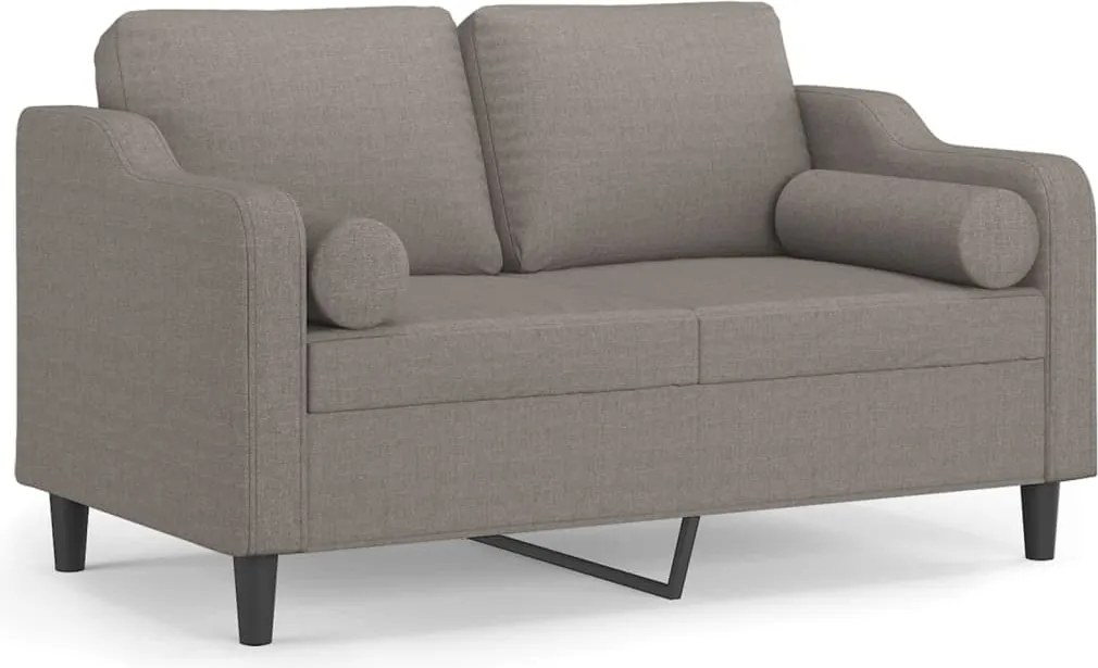 vidaXL 2 személyes tópszínű szövet kanapé díszpárnákkal 120 cm