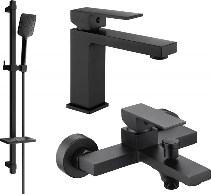 Mexen Uno DQ62 fürdőkád szett, fekete - 71403DQ62-70