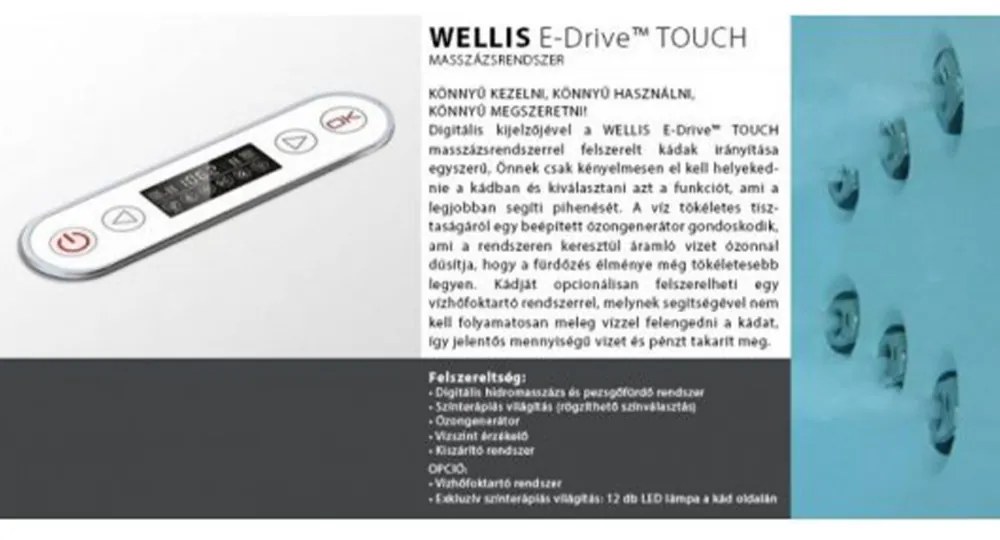Dublo E-Drive aszimmetrikus hidromasszázs kád,180x130 cm-es méretben csaptelep nélkül