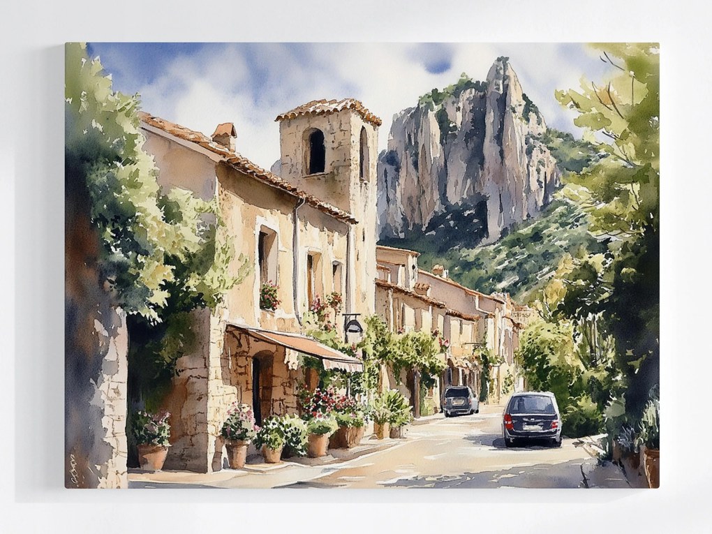 Vászonkép Canvas Építészet Franciaország Provence Utca Hegyek 100x75