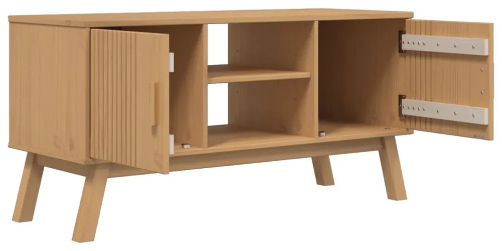 OLDEN barna tömör fenyőfa TV-szekrény 114 x 43 x 57 cm