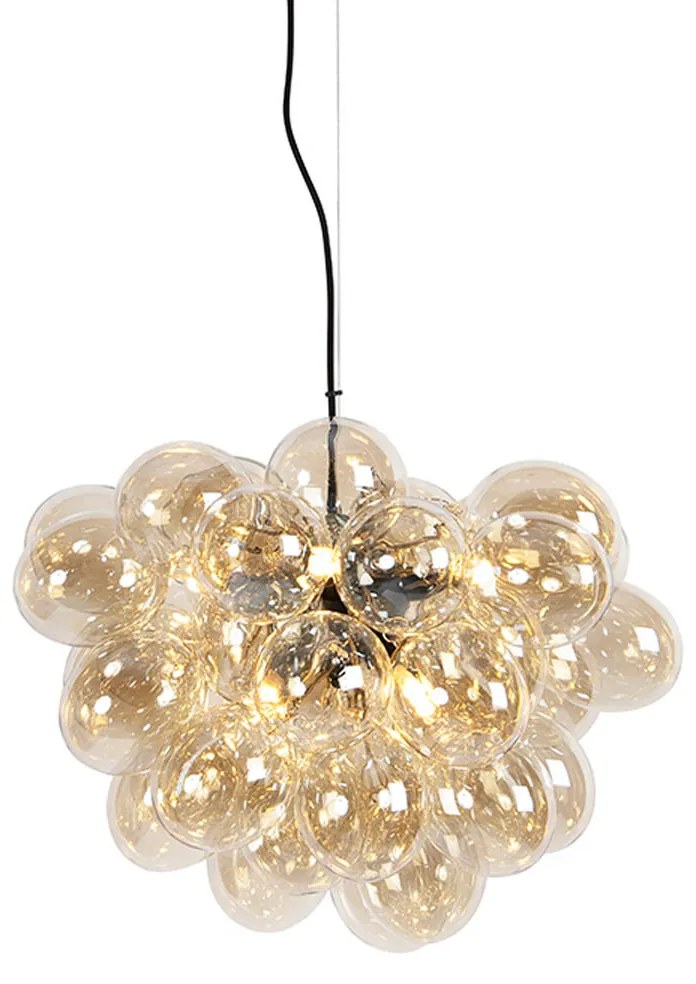 Art Deco függőlámpa fekete borostyán üveggel 8 lámpás - Uvas