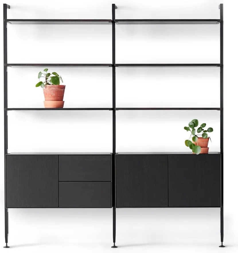 Fekete könyvespolc tölgyfa dekorral 98x210 cm Edge by Hammel – Hammel Furniture